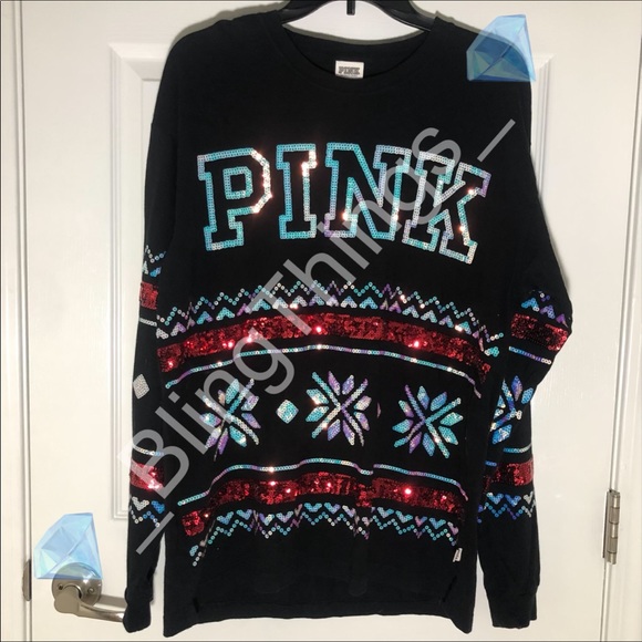 PINK Victoria's Secret Tops - 💎Rare VS PINK Holiday Christmas Bling Shirt💎